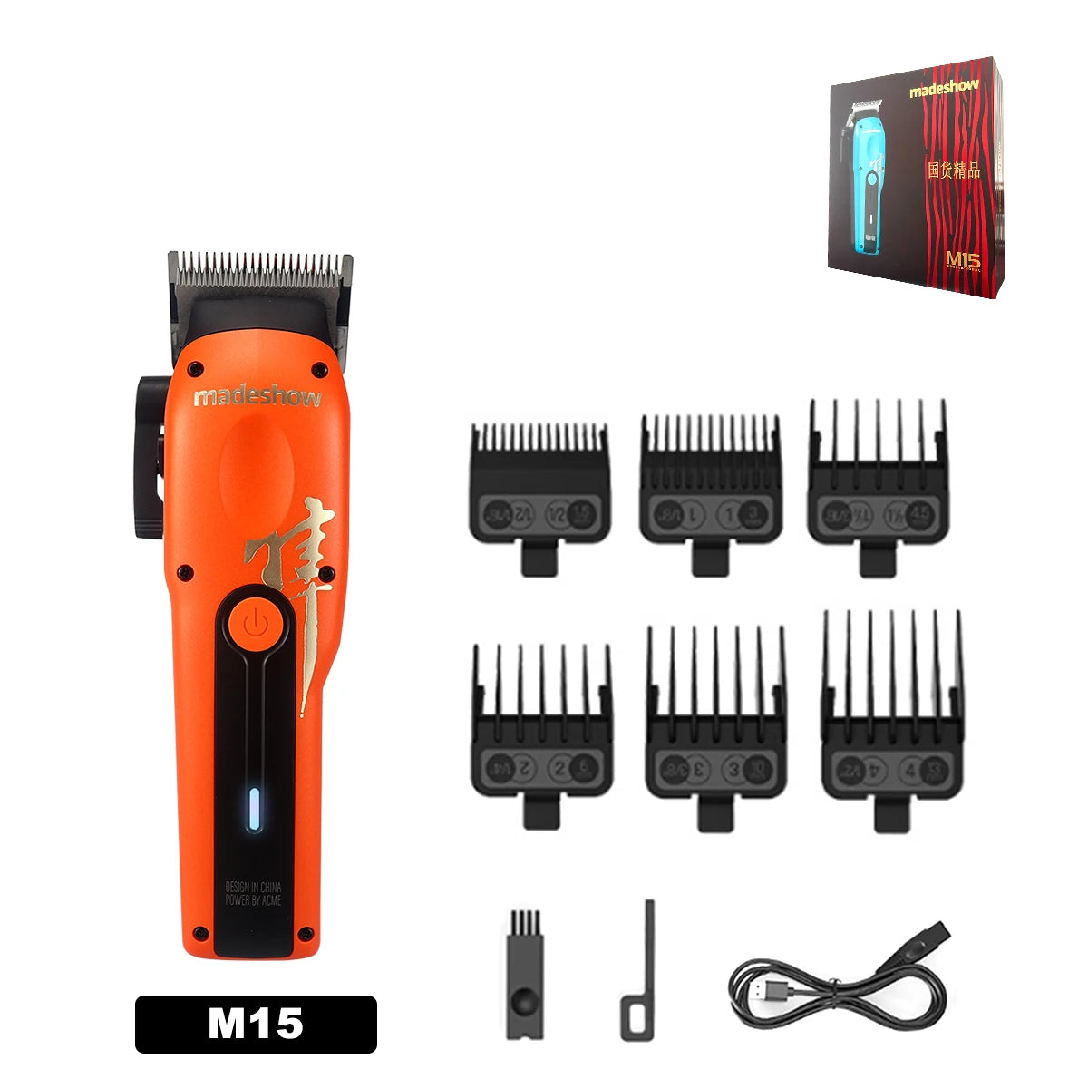 Madeshow M15 Professional Hair Clipper, DLC Blade 6800 RPM Low Noise