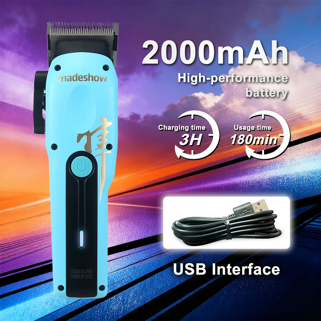 Madeshow M15 Professional Hair Clipper, DLC Blade 6800 RPM Low Noise
