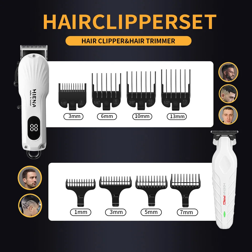 Hiena 5 in 1 Hair Clipper Kit with LCD, Trimmer, Foil Shaver and Nose Trimmer