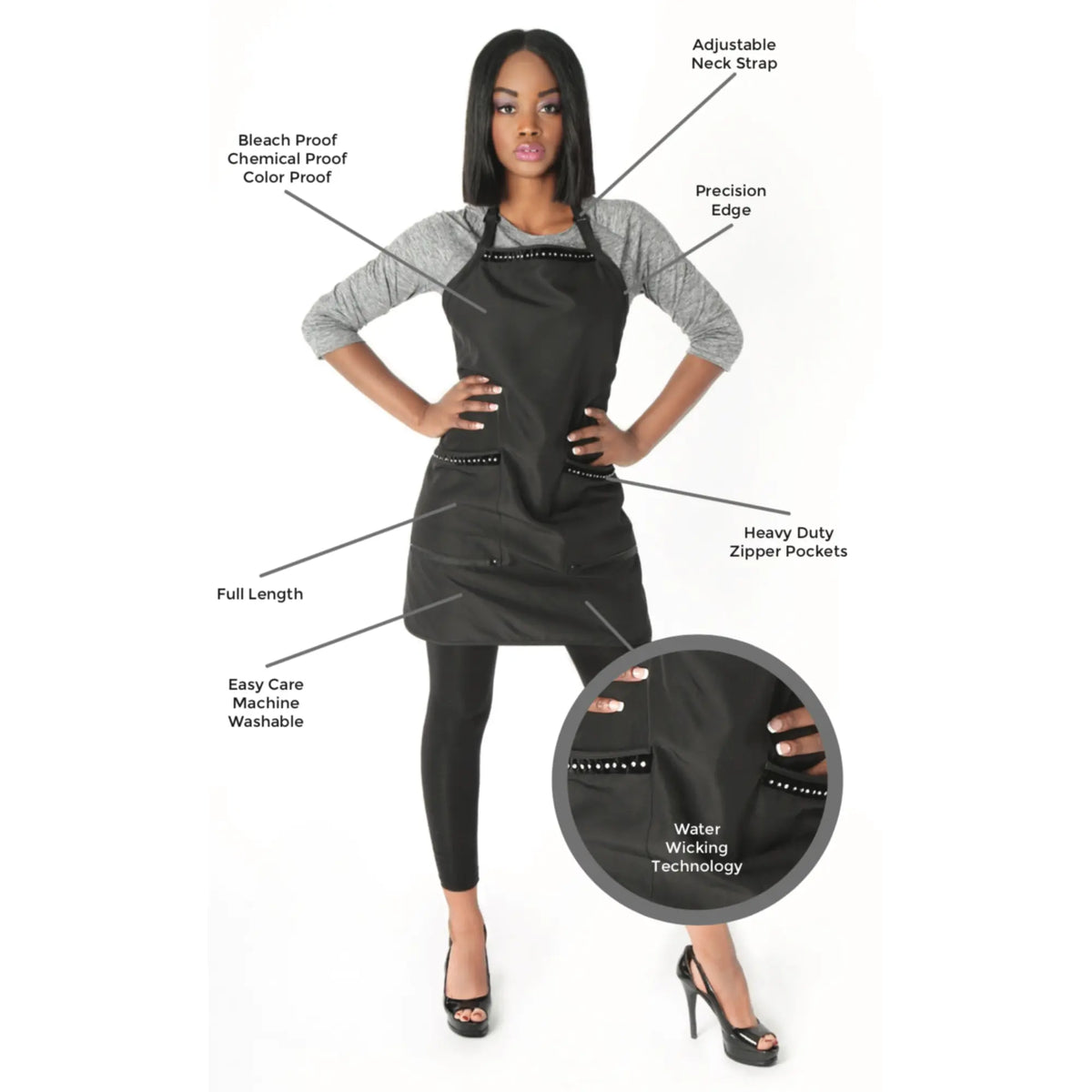 StyleTek The Glam Bleach Proof Apron w/ Rhinestones #SL1020