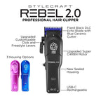 Stylecraft Rebel 2.0 Professional Hair Clipper #SC601M-2.0