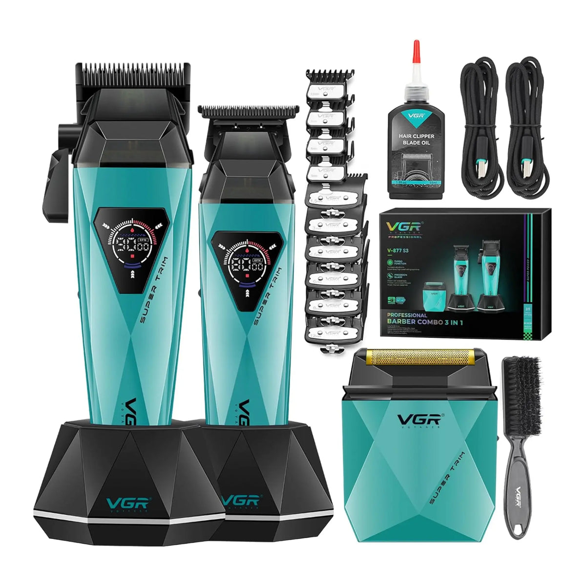 VGR Professional Barber 3-in-1 Clipper Trimmer & Shaver Set #V-877