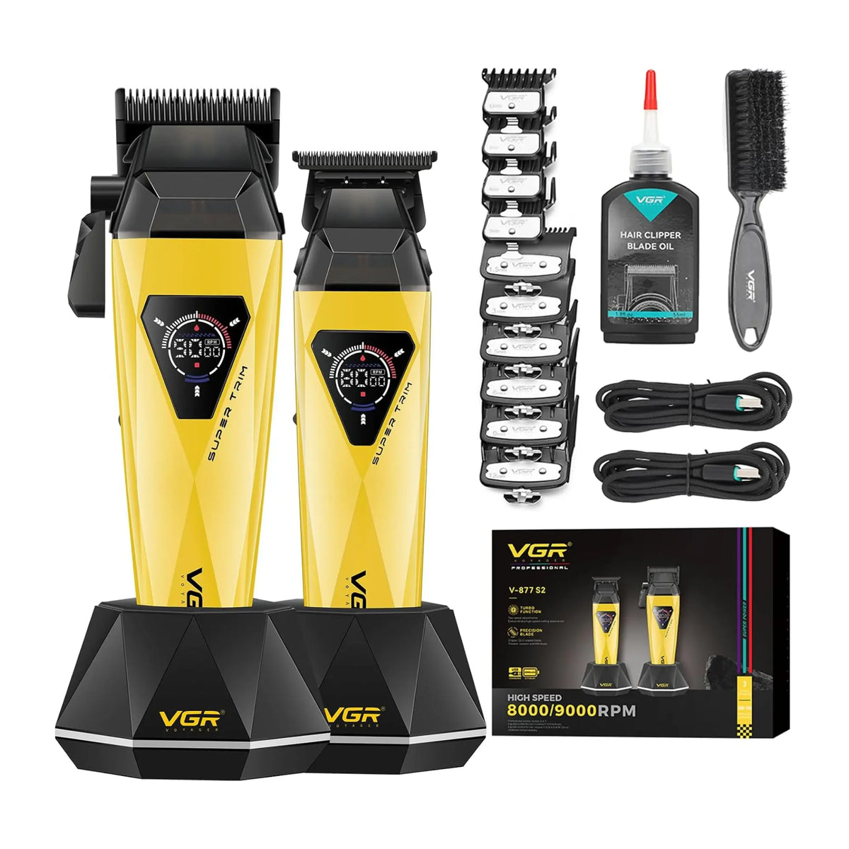 VGR High Speed Professional Hair Clipper & Trimmer Set #V-877S2