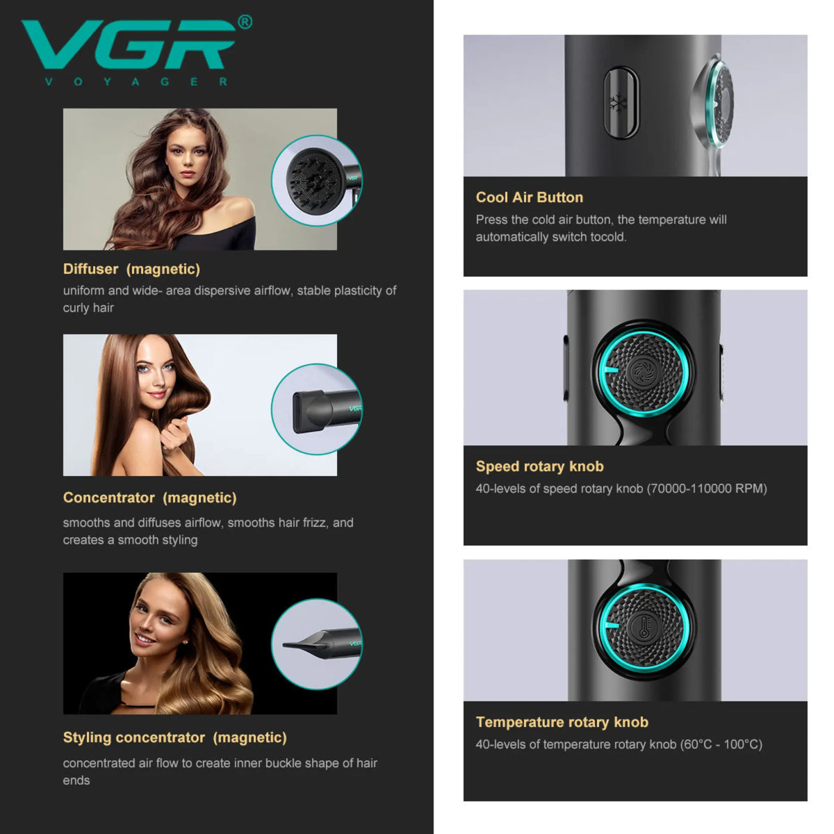 VGR Professional BLDC Hair Dryer #V-401