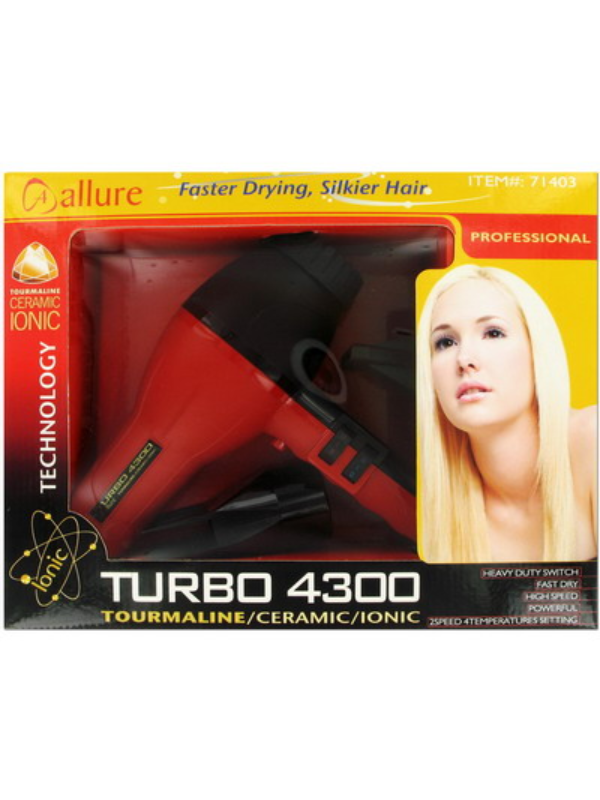 Allure Tourmaline Ceramic IONIC Turbo 4300 1875W Dryer