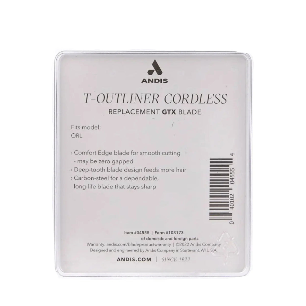 Andis Cordless T-Outliner Carbon Steel Deep Tooth GTX Trimmer Blade #4555