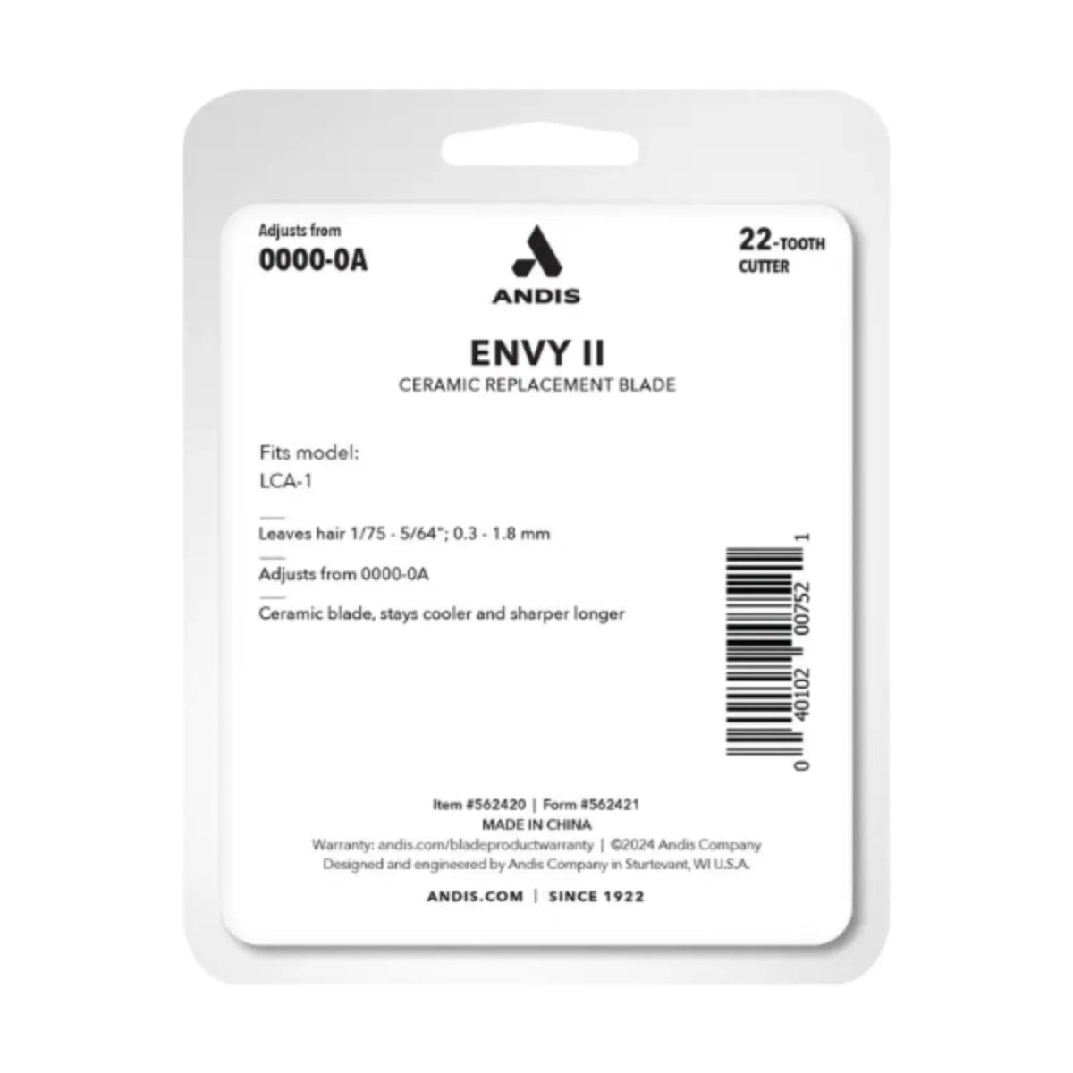 Andis Envy II Phaze Blade w/ Ceramic 22-Tooth Cutter #562420