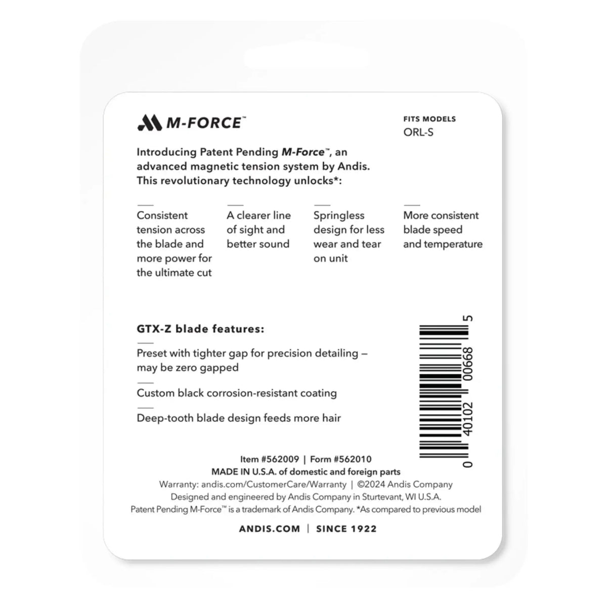 Andis GTX-Z M-Force Trimmer Blade #562009