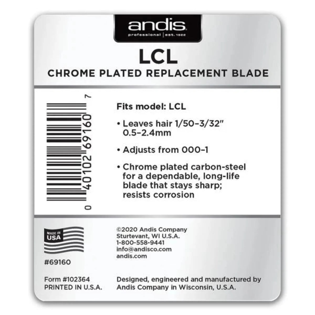 Andis LCL Chrome Plated Clipper Blade #69160