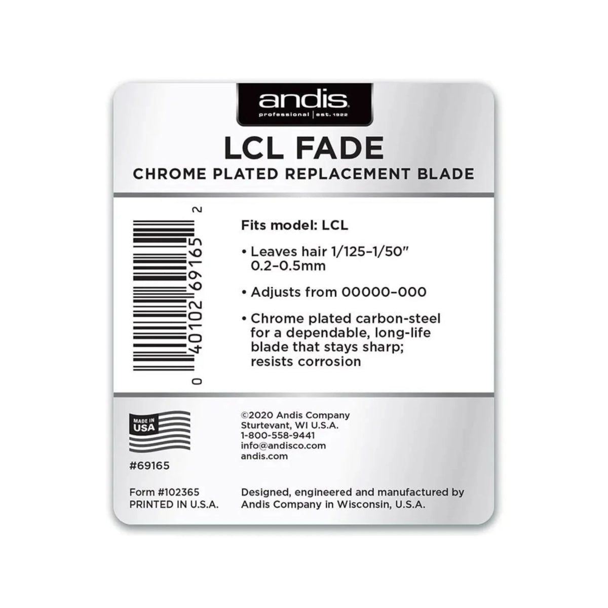 Andis LCL Fade Chrome Plated Clipper Blade #69165