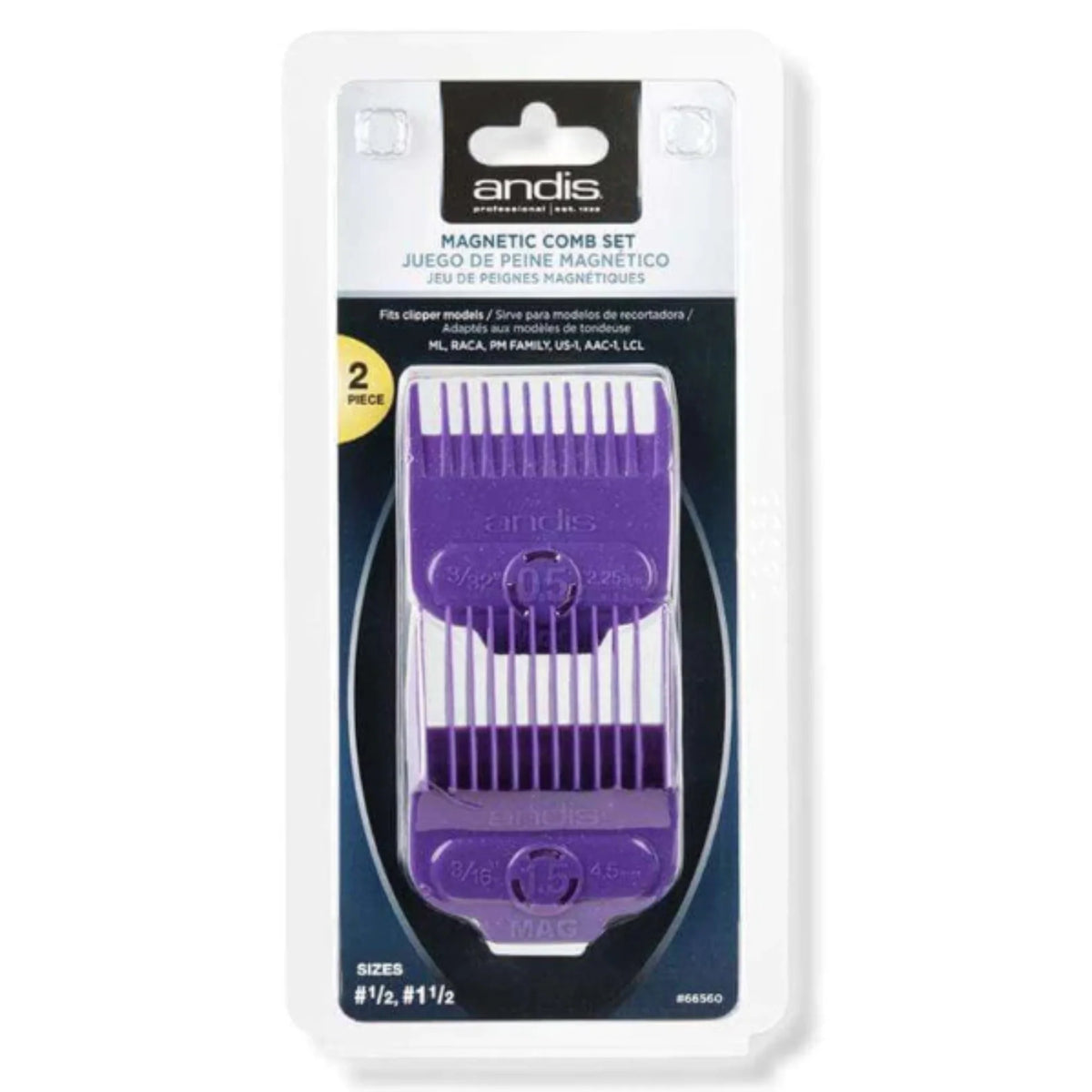 Andis Single Magnetic Comb Set 0.5 & 1.5 Dual Pack #66560