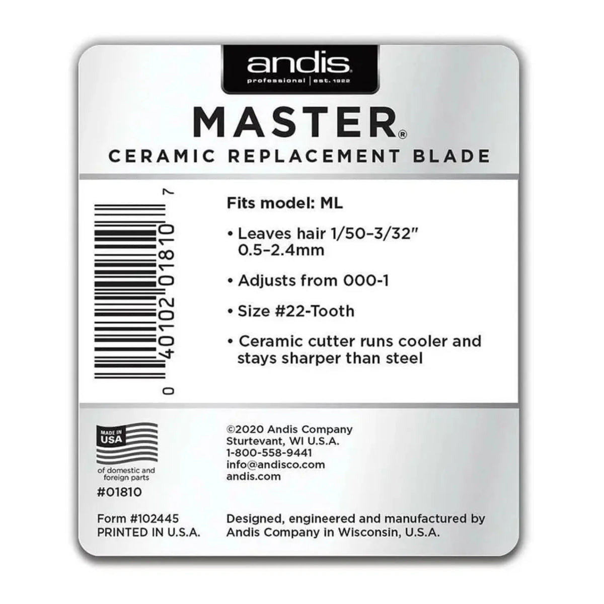 Andis Master Ceramic Replacement Blade #01810
