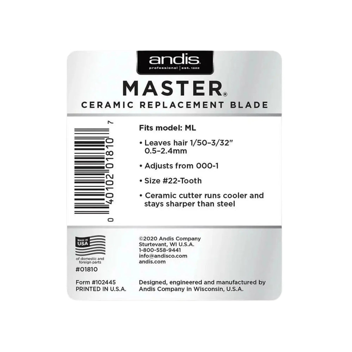 Andis Master Cordless Li Ceramic Clipper Blade #5050