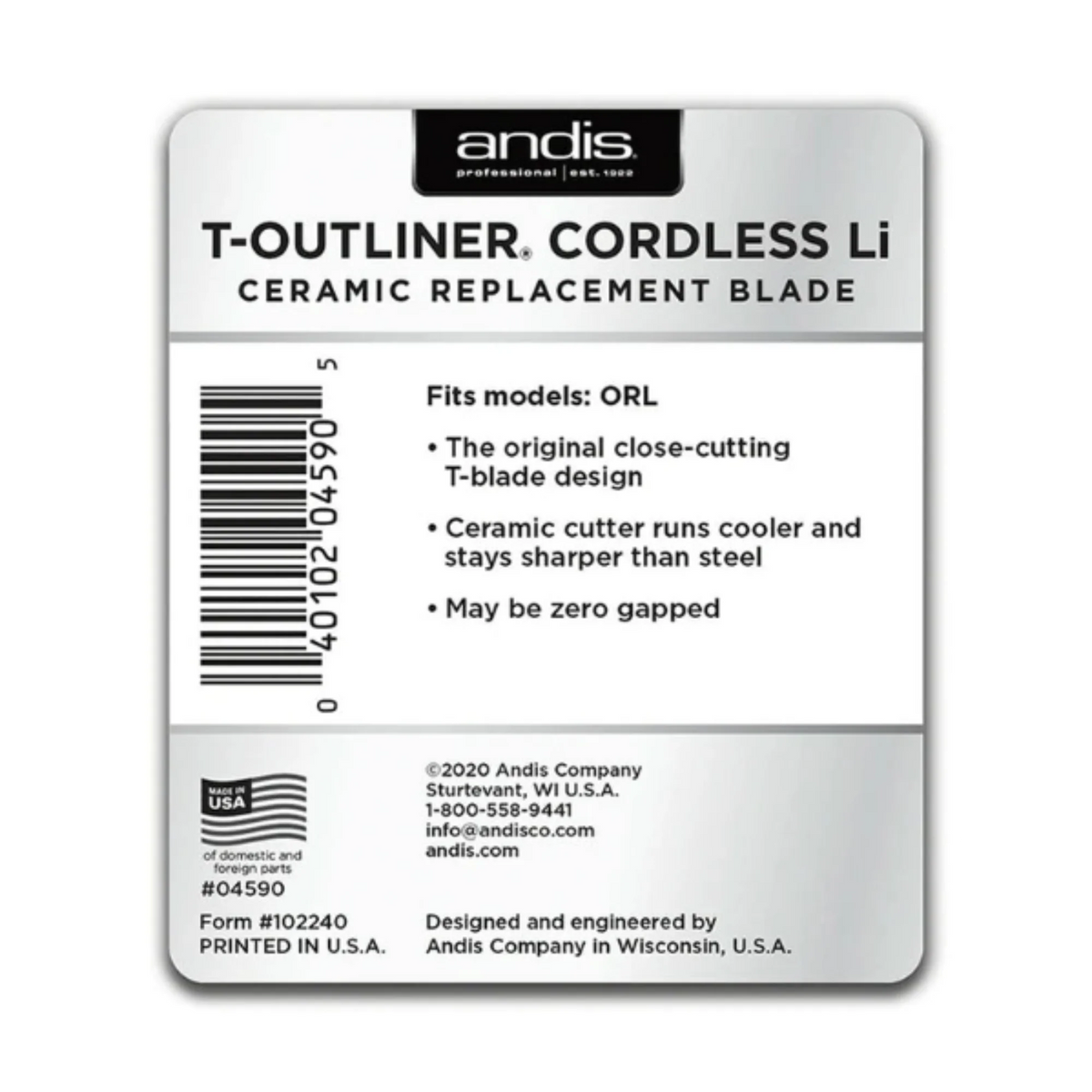 Andis T-Outliner Cordless Li Ceramic Trimmer Blade #04590
