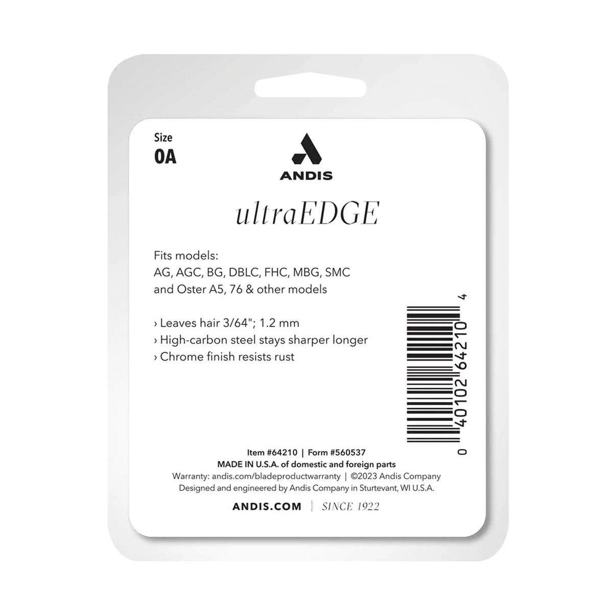 Andis UltraEdge Size 0A Detachable Blade #64210