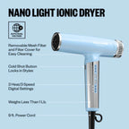 BaBylissPRO Limited Edition Nano Titanium Iced Blue Light Ionic Hair Dryer #BNTC9200LB