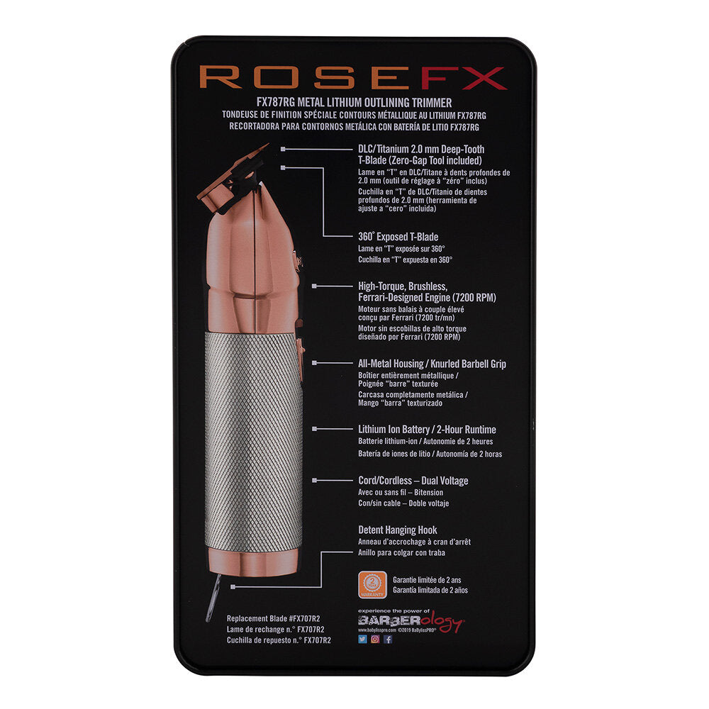 BaBylissPRO Skeleton Rose Gold FX Outliner Lithium Hair Trimmer - FX787RGA