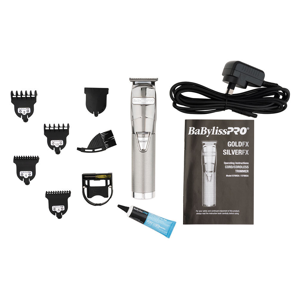 BaByliss PRO Silver FX Lithium Hair Trimmer B788SA Cord/Cordless package includes