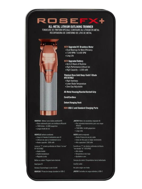 BaBylissPRO ROSEFX+ Nedic All-Metal Lithium Outlining Trimmer #FX787NRG