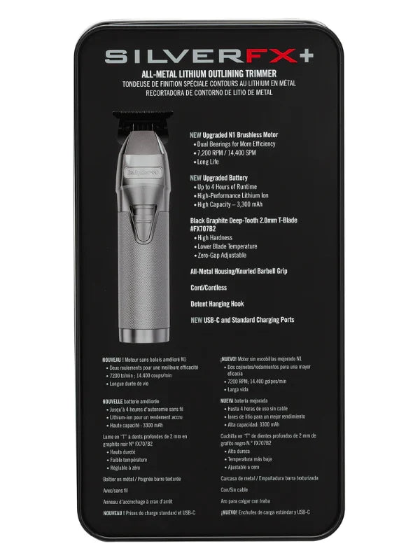 BaBylissPRO SILVERFX+ Nedic All-Metal Lithium Outlining Trimmer #FX787NS
