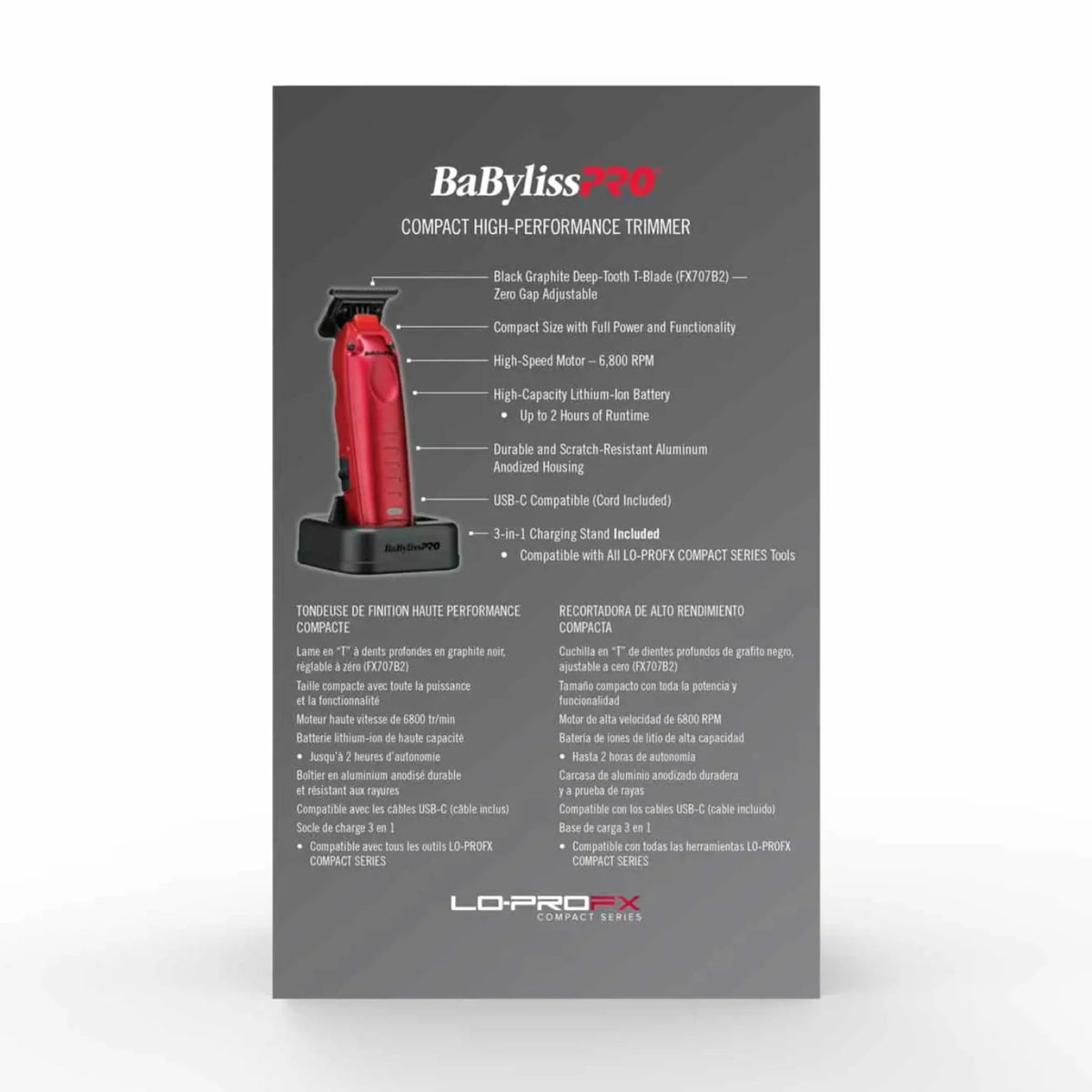 BaBylissPRO Limited Edition Red LO-PROFX Compact High-Performance Trimmer