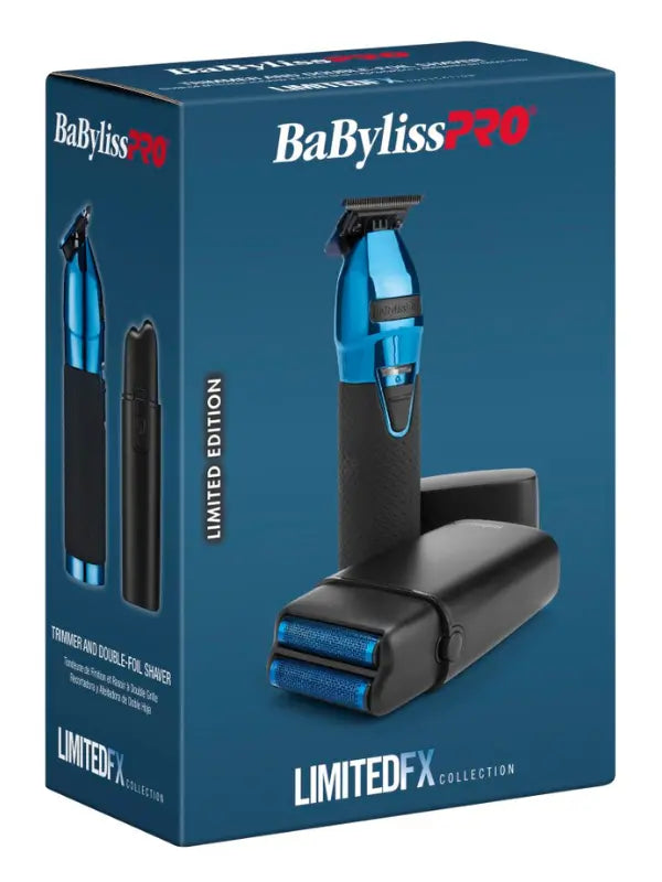 BaBylissPRO LimitedFX Black & Blue Trimmer & Double-Foil Shaver Prepack #FXDUOFS2TBL