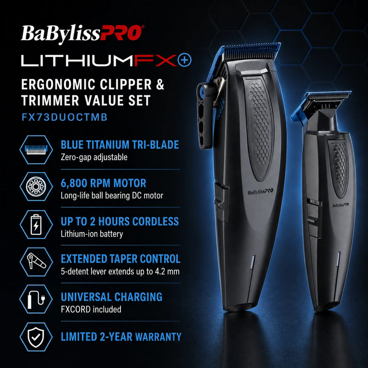 BaBylissPRO Limited Edition LithiumFX Clipper & Trimmer Prepack #FX73DUOCTMB