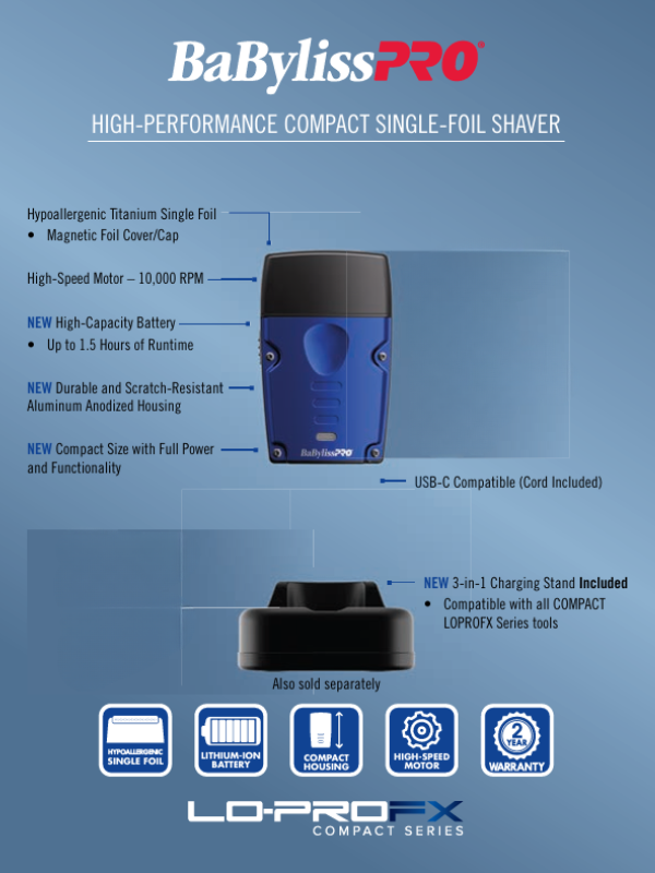 BaBylissPRO LO-PROFX Compact Series Single Foil Shaver #FXLPFS1