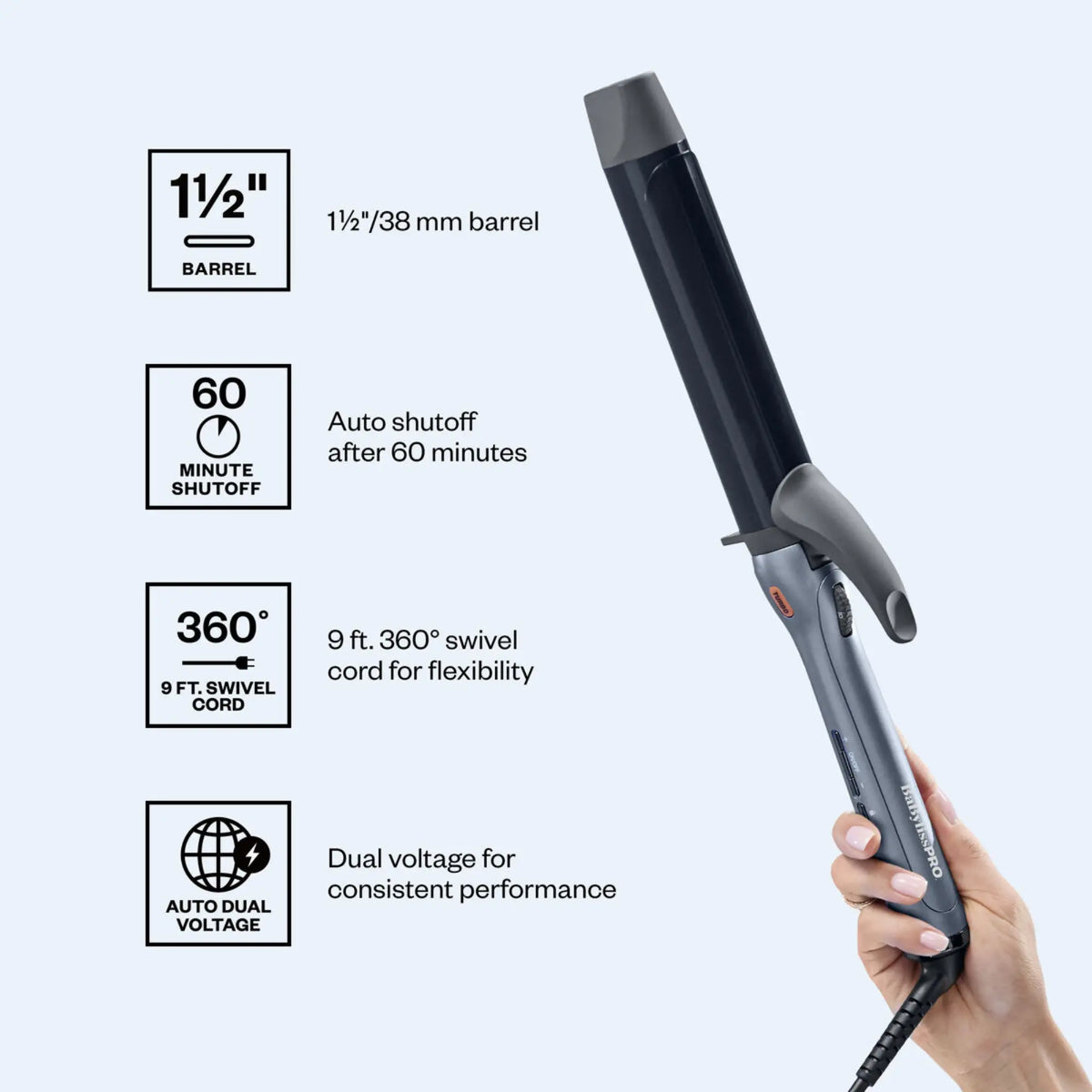 BaBylissPRO Nano Titanium 1 1/2" Precision Grip Curling Iron #BNTSC150