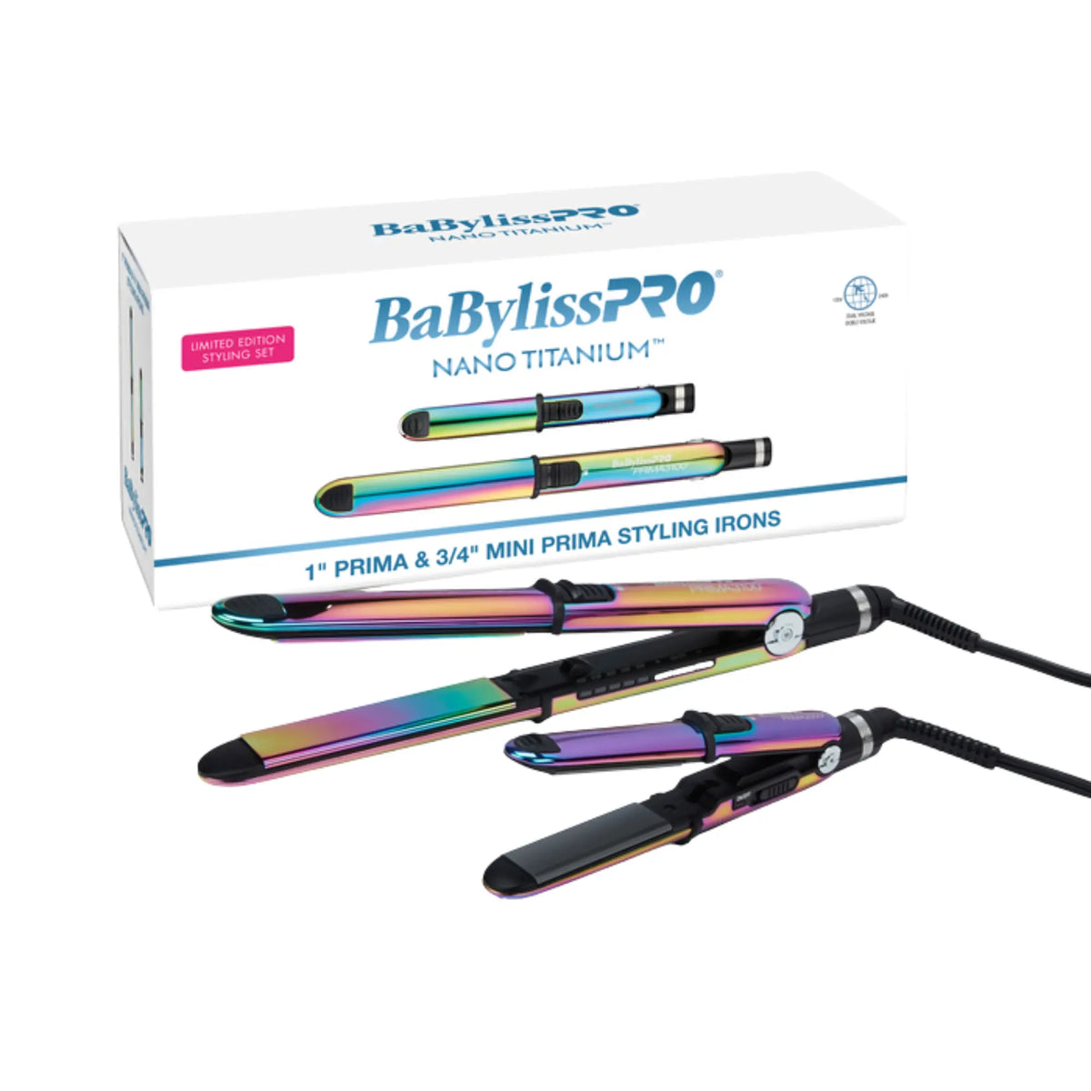 BaBylissPRO Nano Titanium Iridescent Prima3100 & Prima2000 Styling Irons Prepack