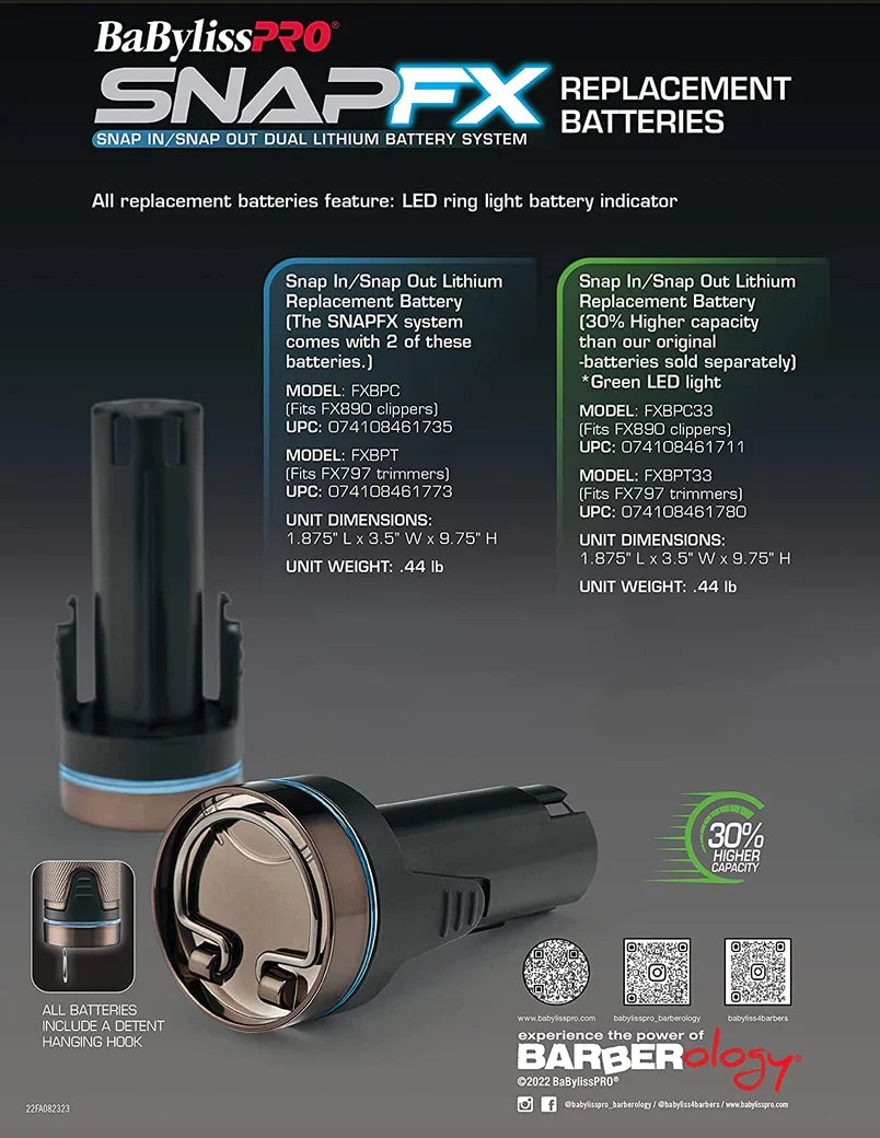 BaBylissPRO SNAPFX Clipper Replacement Battery #FXBPC
