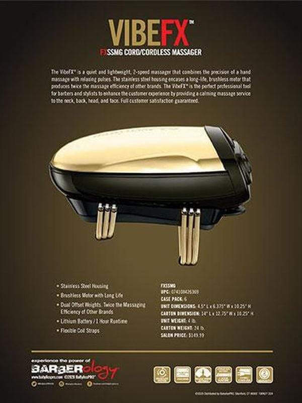 BaBylissPRO VIBEFX Gold Professional Cordless Massager #FXSSMG