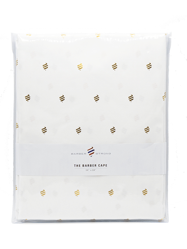 Barber Strong Cutting Cape White - Gold Shield