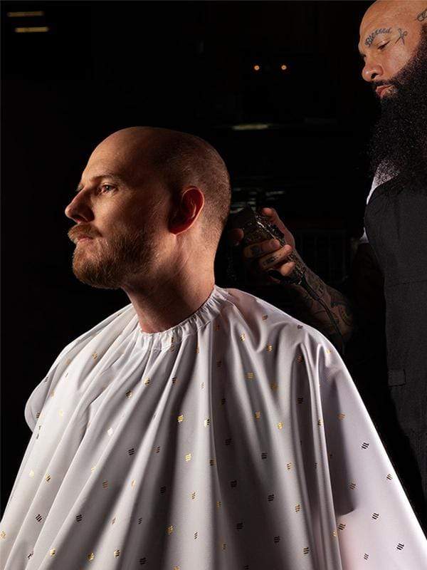 Barber Strong Cutting Cape White - Gold Shield