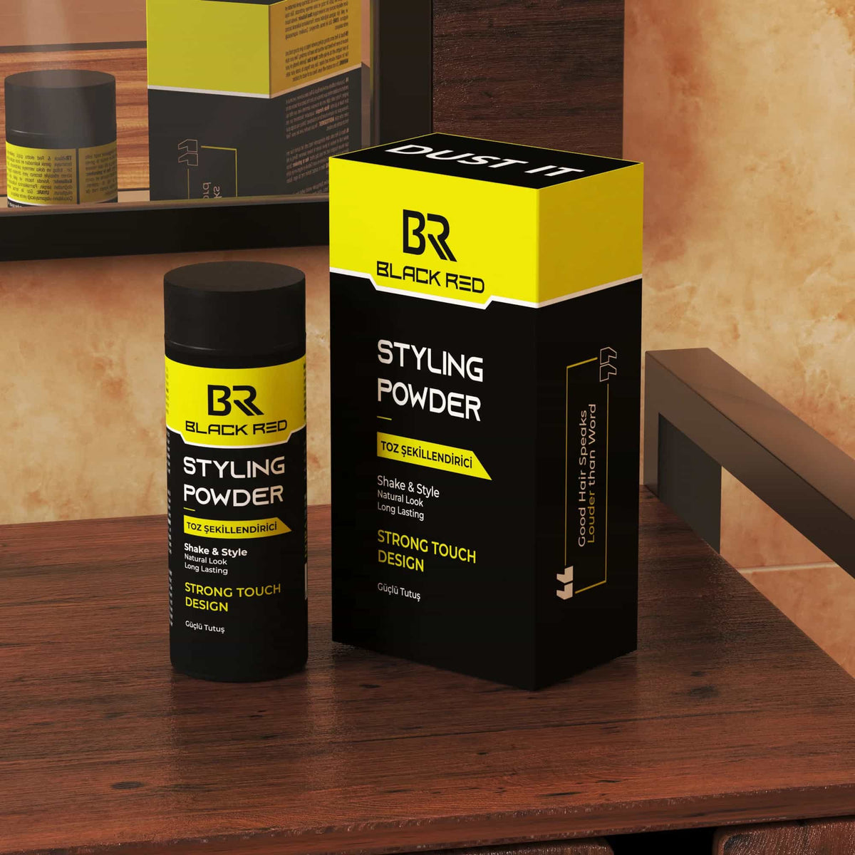 Black Red Texturising Hair Styling Powder Strong Touch 20gr