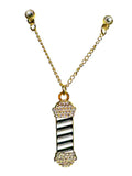 Blood Veins & Bandages Icy Barber Pole - Gold Chain Pin (Black/White) #BVB52041