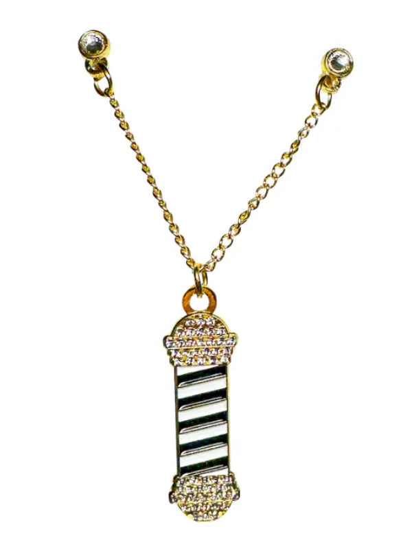 Blood Veins & Bandages Icy Barber Pole - Gold Chain Pin (Black/White) #BVB52041