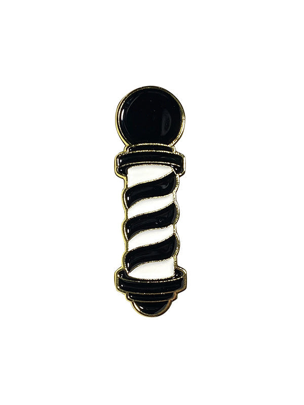 Blood Veins & Bandages Barber Pole Barber Pin (Blk/Wht/Gld)