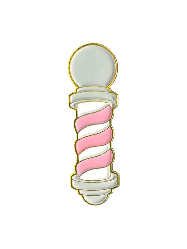 Blood Veins & Bandages Barber Pole Barber Pin - Pink/Gold