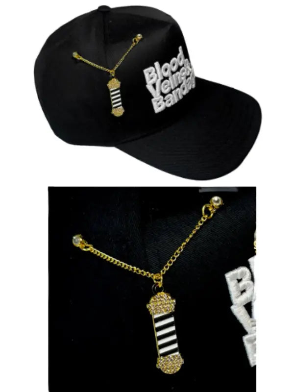 Blood Veins & Bandages Icy Barber Pole - Gold Chain Pin (Black/White) #BVB52041