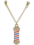 Blood Veins & Bandages Icy Barber Pole - Gold Chain Pin (Red/White/Blue) # BVB52039