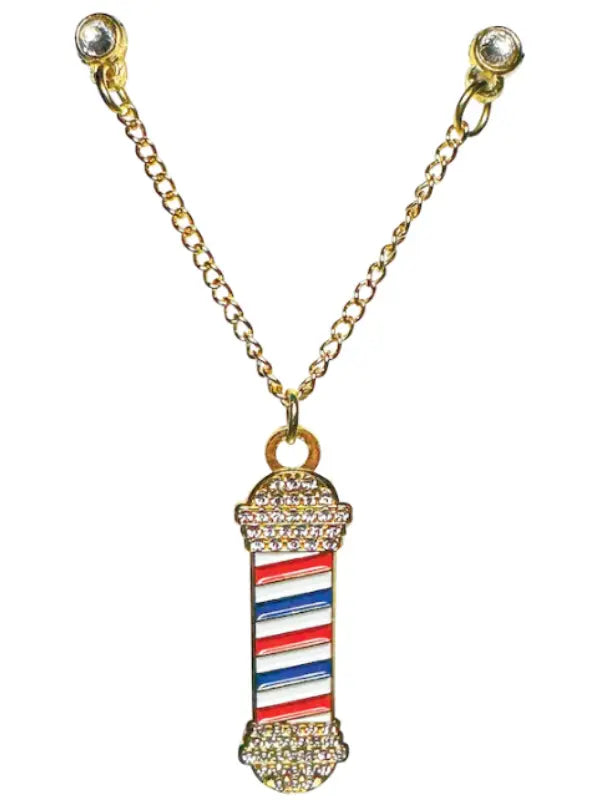 Blood Veins & Bandages Icy Barber Pole - Gold Chain Pin (Red/White/Blue) # BVB52039