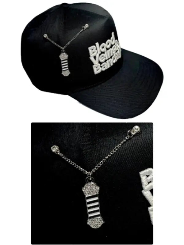 Blood Veins & Bandages Icy Barber Pole - Silver Chain Pin (Black/White) # BVB52046