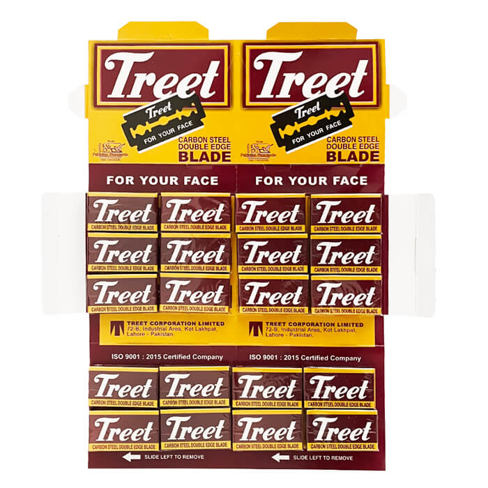 Treet Carbon Steel Double Edge Razor Blades Trade Carton, 57 + 3 Free Boxes