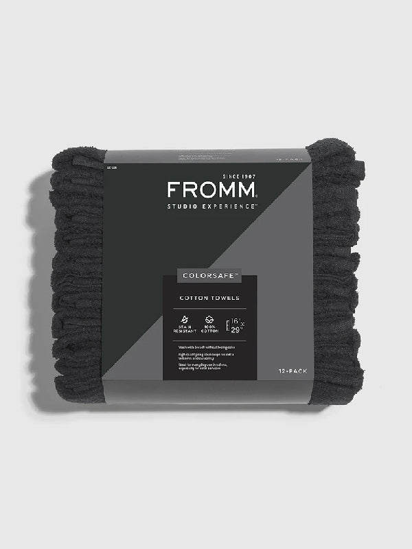 Fromm Colorsafe Cotton Towels Black - 12 Pack