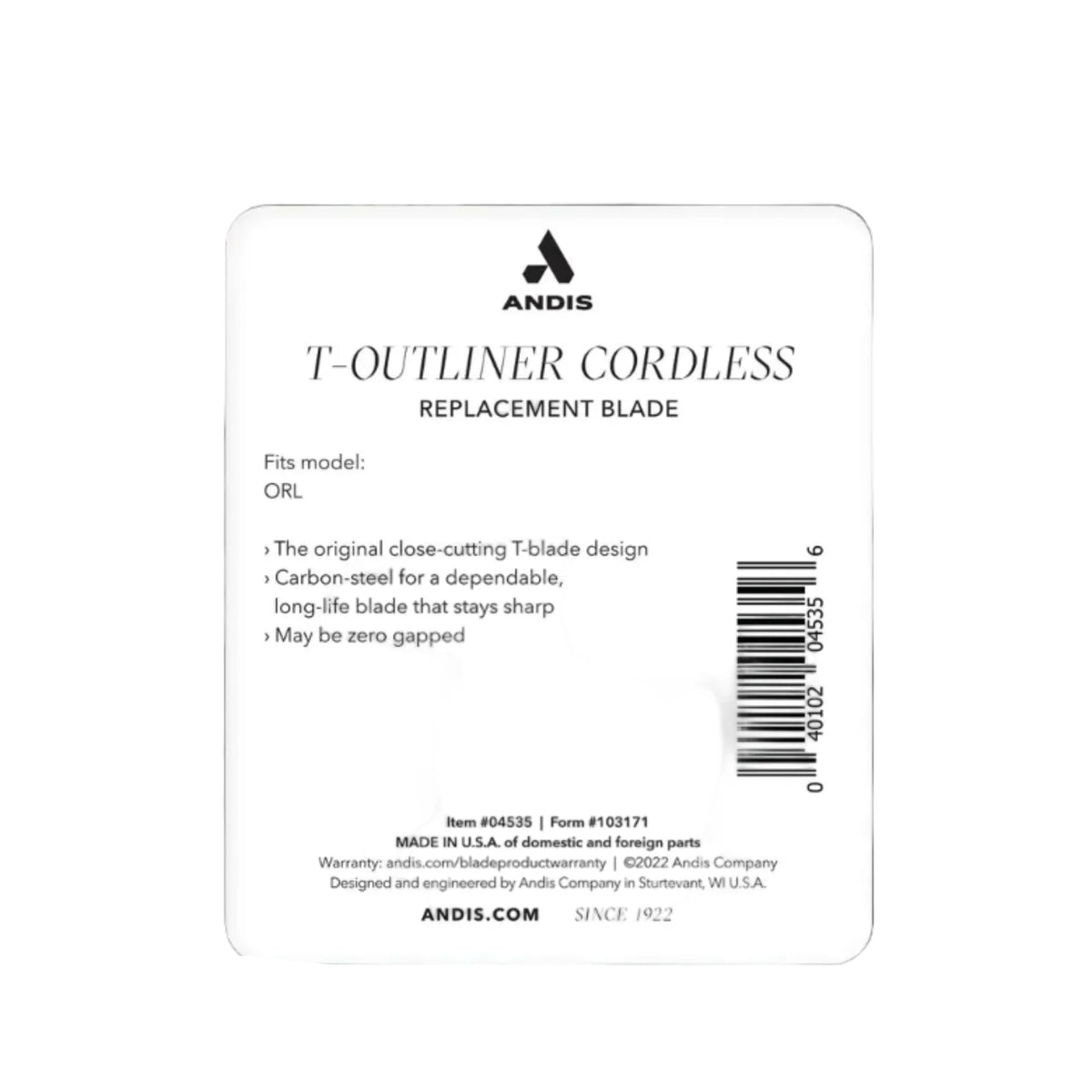 Andis Cordless T-Outliner Li Trimmer T-Blade #04535