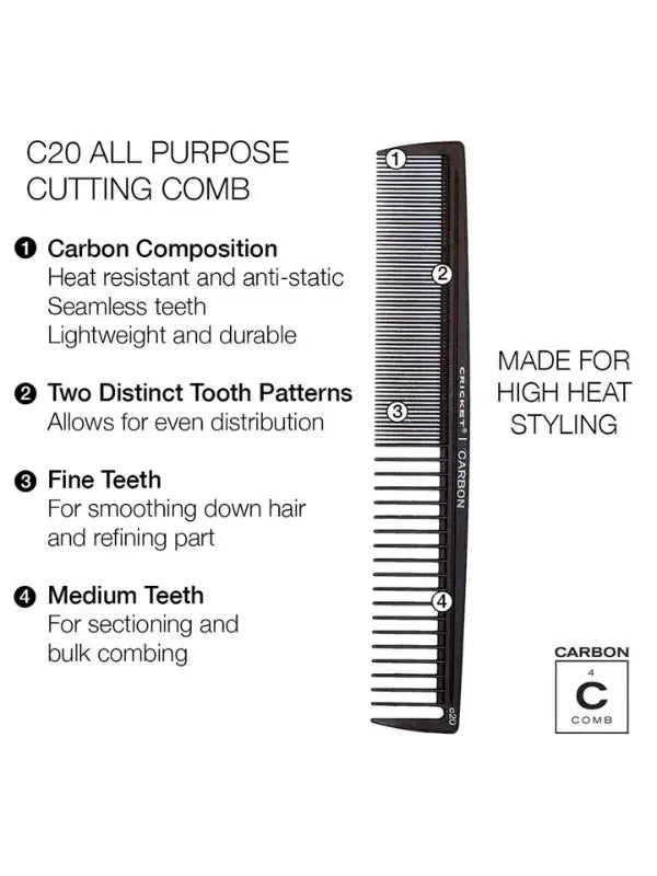 Cricket Carbon C20 All Purpose Cutting Comb