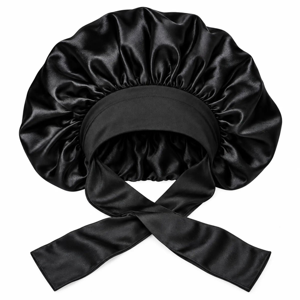 Diane Silky Satin Tie Bonnet Black #D7316