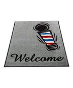 Welcome Floor Mat - Barber Pole Design