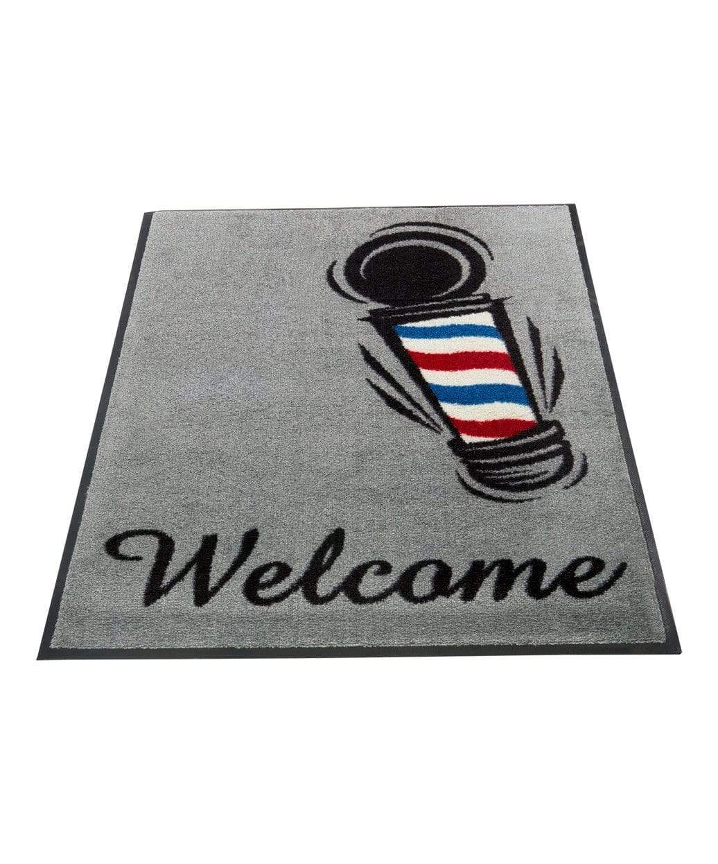 Welcome Floor Mat - Barber Pole Design